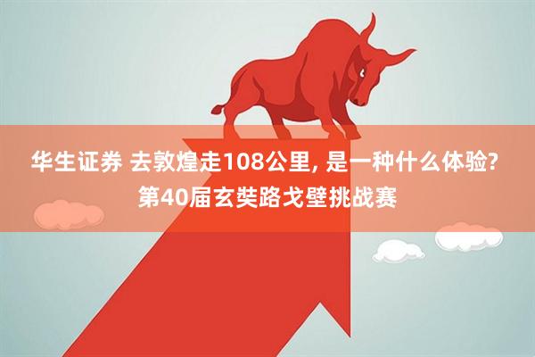 华生证券 去敦煌走108公里, 是一种什么体验? 第40届玄奘路戈壁挑战赛